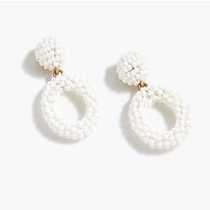 Jcrew NWT Elegant White Beaded Earrings hoop earrings